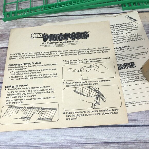 Vintage 1982 Parker Brothers NERF Ping Pong COMPLETE Game Table Tennis - Picture 13 of 14